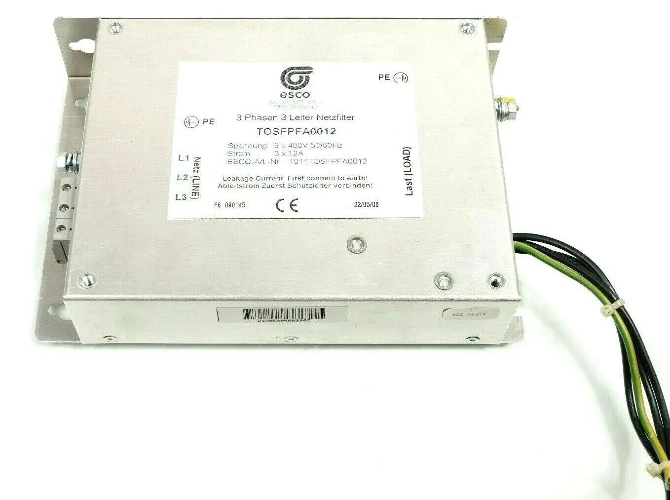 esco 3-Phasen 3-Leiter Netzfilter TOSFPFA0012 | 1011TOSFPFA0012