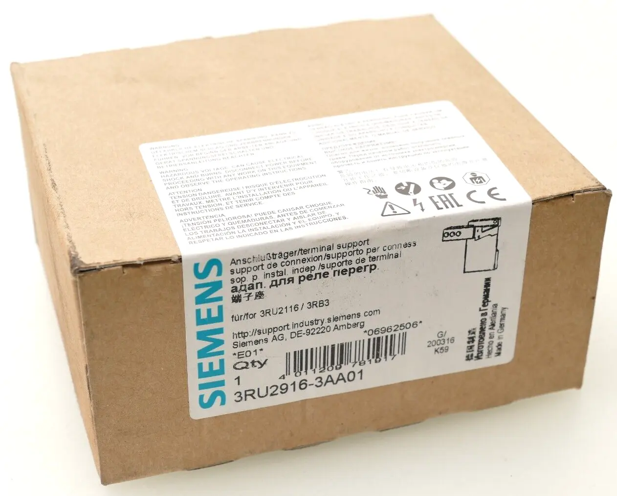Produktfoto 1 von Siemens Anschlussträger 3RU2 916-3AA01 | E:01 | 3RU2916-3AA01