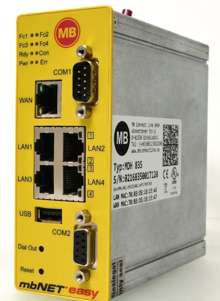 MB Connect Industrie Router MDH 835 | 1x WAN Schnittstelle, 4x LAN Schnittstelle
