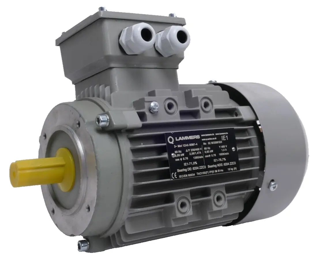 Produktfoto 1 von Lammers 12AA 80M1-4 Drehstrommotor | 0,55-0,63 kW 1380-1656rpm | Welle 20mm