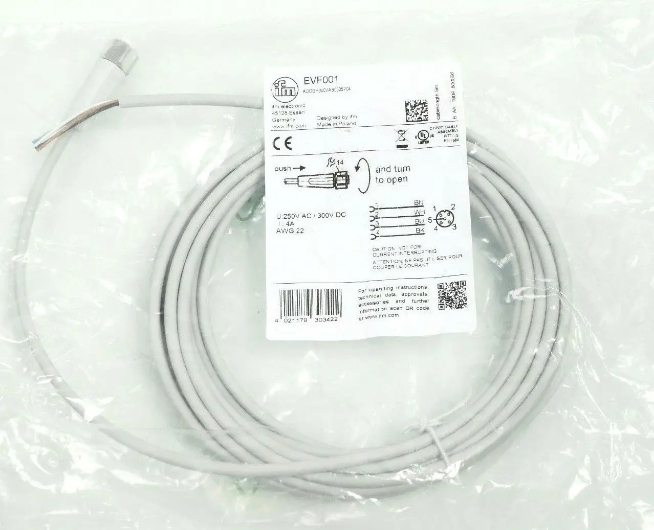 Produktfoto 1 von Ifm Electronic Anschlusskabel mit Buchse ADOGH040VAS0005P04 | EVF001