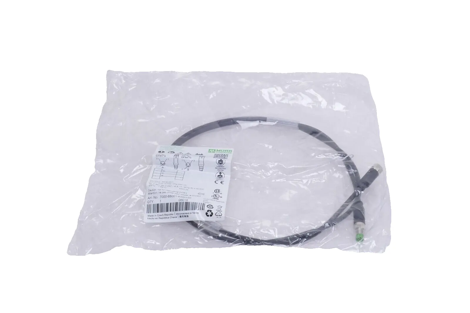 Produktfoto 1 von Murr Elektronik M8 St. 0° / M8 Bu. 0° A-kod. Kabel 1m | 7000-88001-6300100