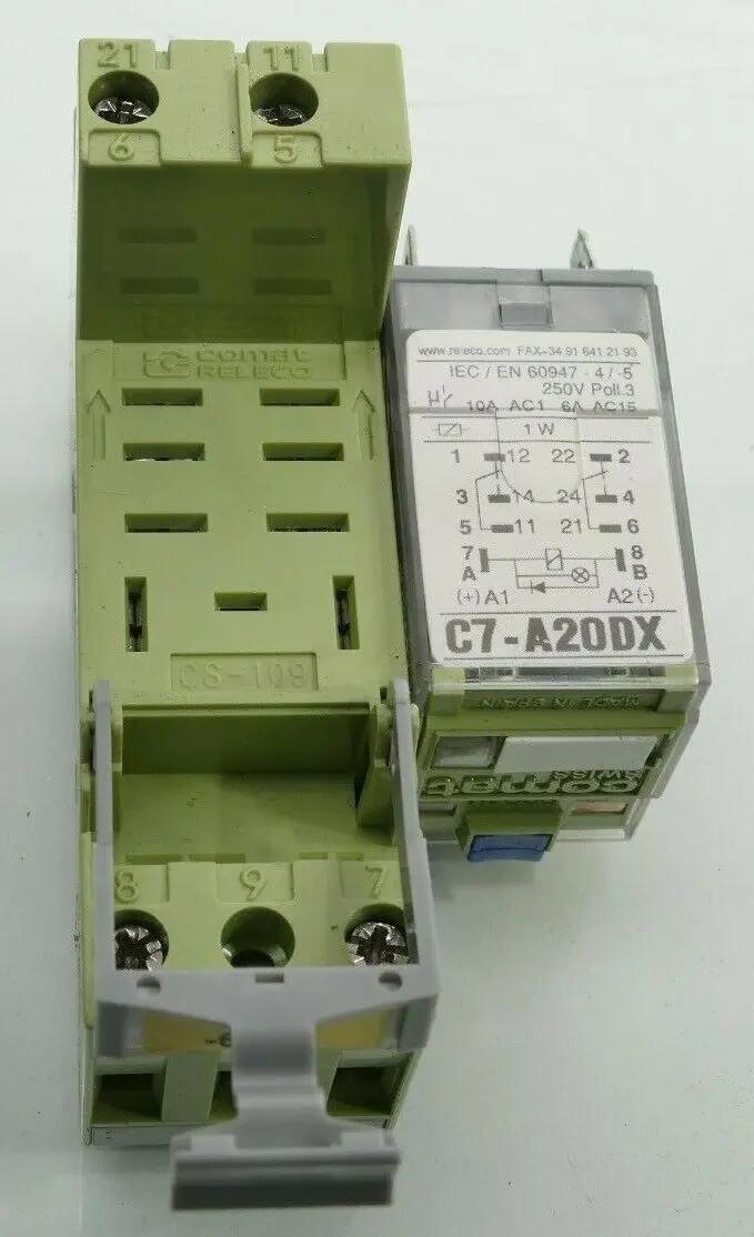 Produktfoto 1 von COMAT Releco CS-109 Relaissockel + Miniatur-Relais C7-A20DX
