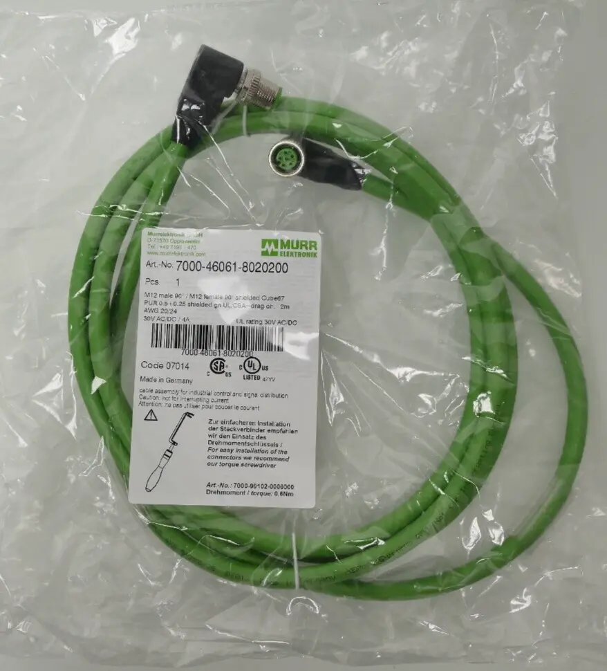 Produktfoto 1 von Murr Elektronik M12 St. 90° / M12 Bu. 90° Kabel 2m | 7000-46061-8020200