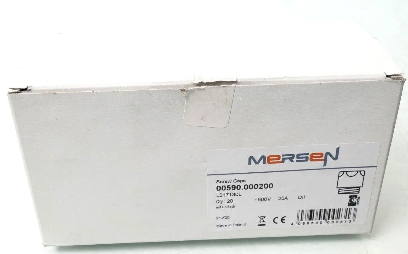 Produktfoto 1 von 20x Mersen D-Schraubkappe 00590.000200 DII 25A 500V
