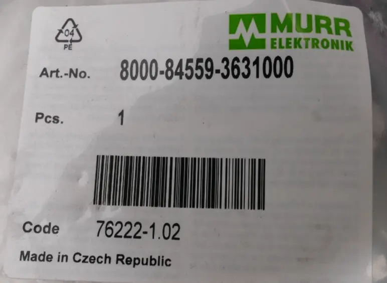 Produktfoto 1 von Murr Elektronik Haube mit Ltg. für Vert. M12 10m | 8000-84559-3631000