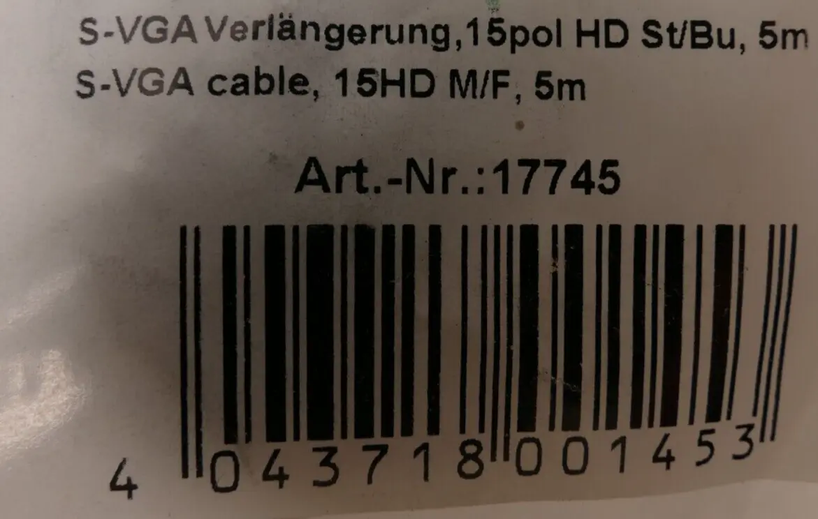 InLine S-VGA Verlängerungskabel 5m | 17745