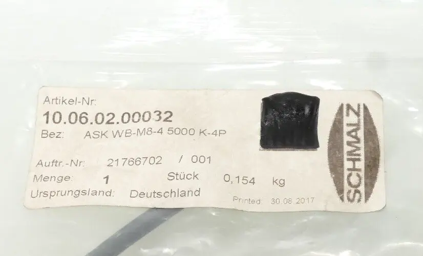 Produktfoto 1 von Schmalz Anschlusskabel ASK WB-M8-4 5000 K-4P | 10.06.02.00032