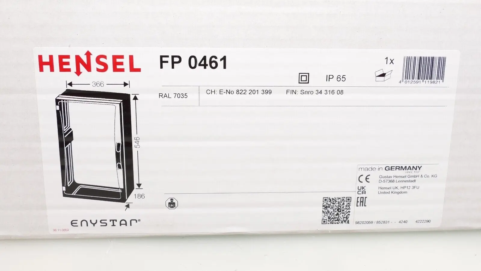 Hensel ENYSTAR FP 0461 Leergehäuse mit Verschlussplatten | FP0461