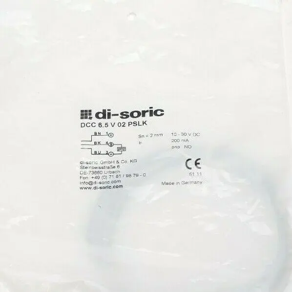Produktfoto 1 von Di-Soric Induktiver Näherungssensor | DCC 6.5 V 02 PSLK