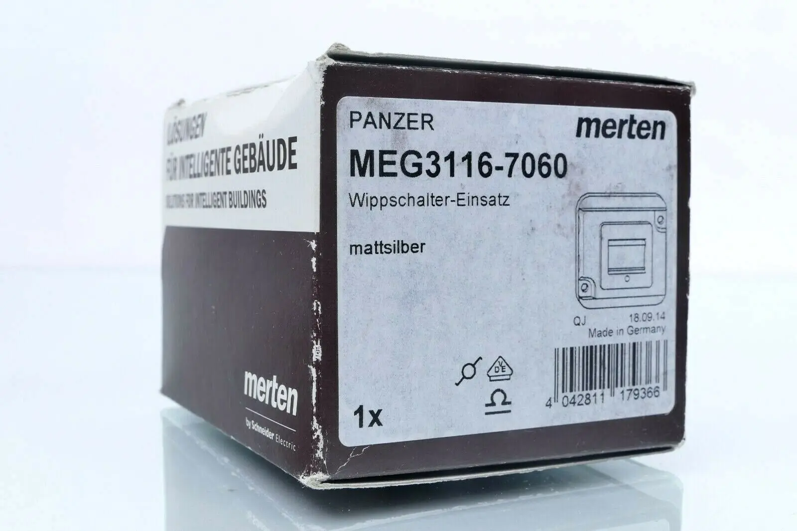 Produktfoto 1 von Merten Schneider Electric Wippschalter-Einsatz 1-polig mattsilber | MEG3116-7060