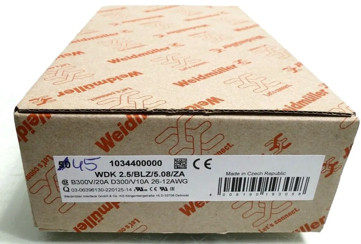 Produktfoto 1 von 45x Weidmüller 1034400000 Reihenklemme WDK 2.5/BLZ/5.08/ZA