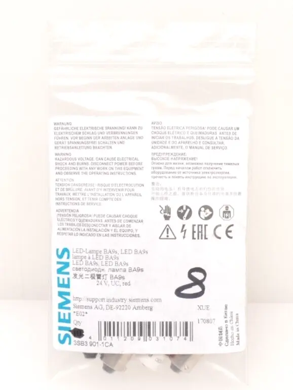 Produktfoto 1 von 8x Siemens LED-Lampe 3SB3 901-1CA | E:02 | 3SB3901-1CA