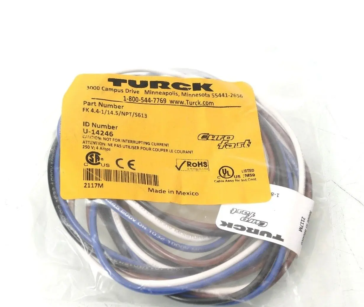 Produktfoto 1 von TURCK FK 4.4-1/14.5/NPT/S613 | U-14246 | 2117M