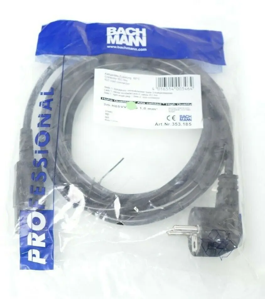 Produktfoto 1 von Bachmann H05VV-F3G Kaltgeräte-Zuleitung 65°C Schwarz - 3m