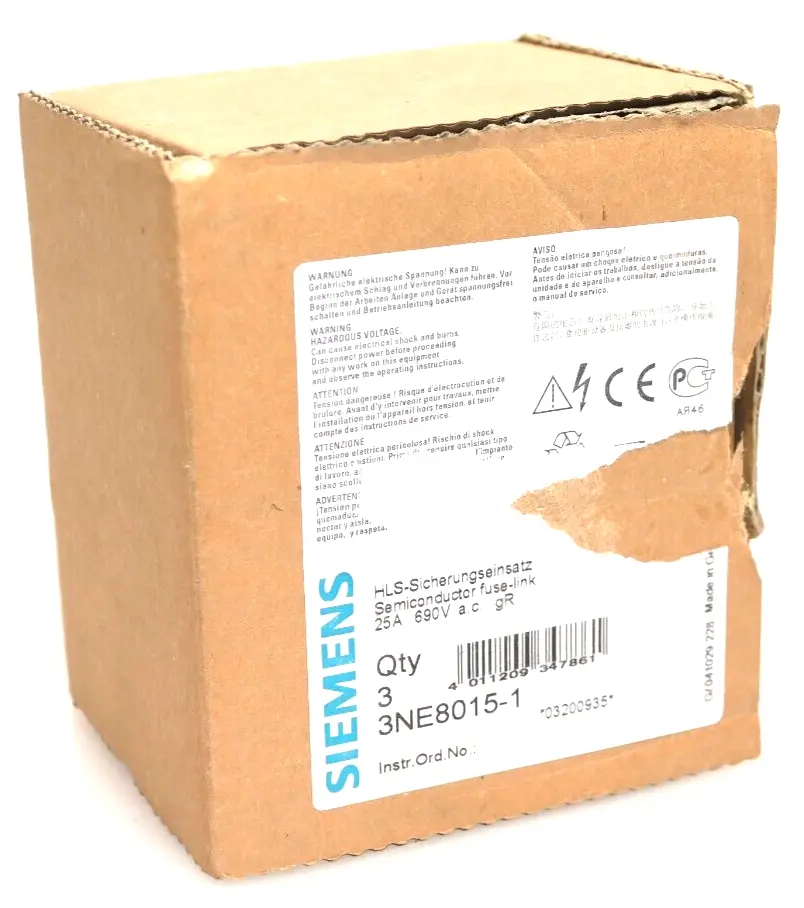 Produktfoto 1 von 3x Siemens Sitor HLS-Sicherungseinsatz 25A 690V a.c. gR 3NE8 015-1 | 3NE8015-1