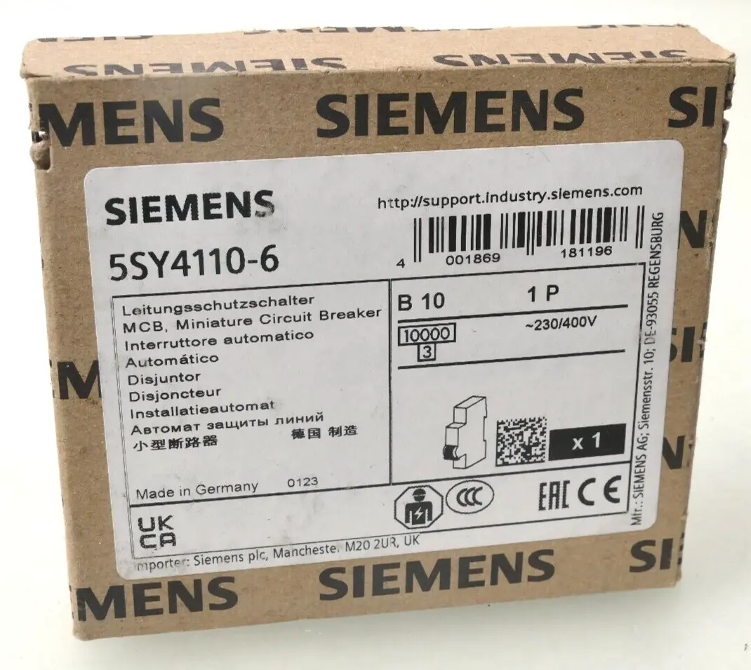 Produktfoto 1 von 2x Siemens MCB Leitungsschutzschalter 5SY4 110-6 | B10 | 5SY4110-6