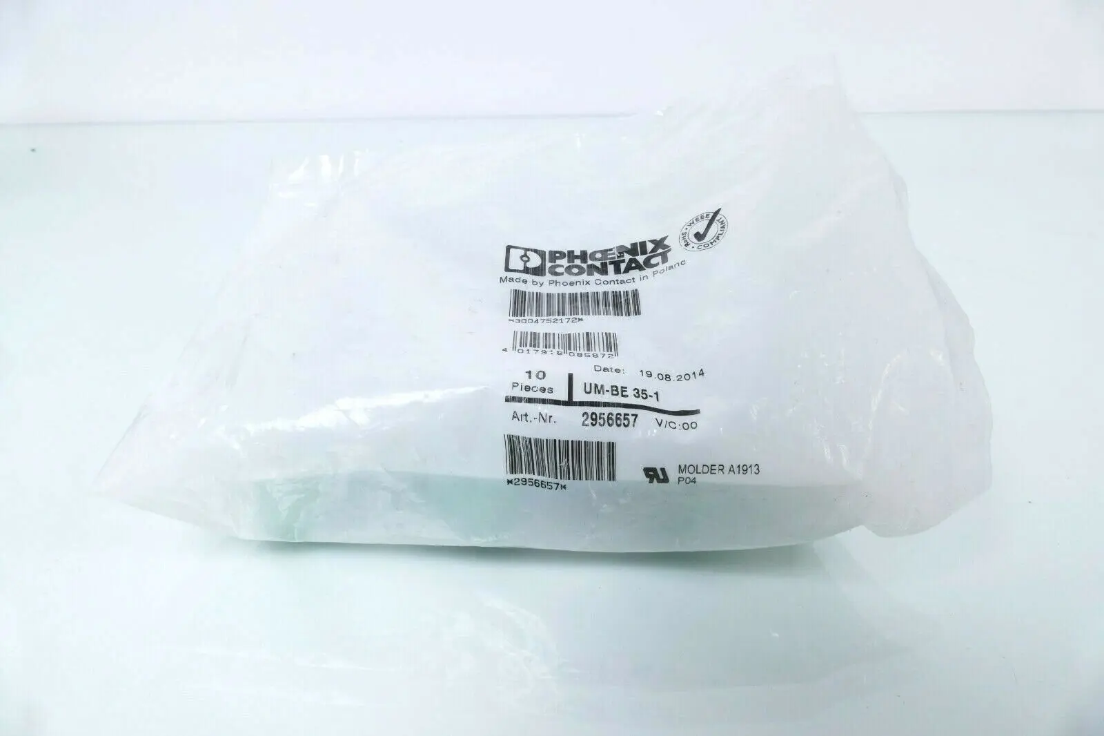 Produktfoto 1 von 10x Phoenix Contact Basiselement 29 56 65 7 | UM-BE 35-1 | 2956657