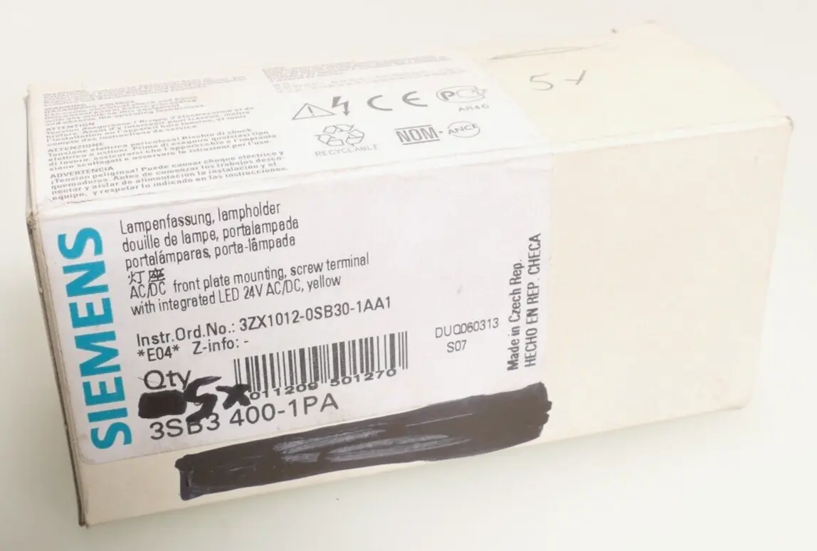 Produktfoto 1 von 5x Siemens Lampenfassung 3SB3400-1PA | 3SB3 400-1PA | E:04