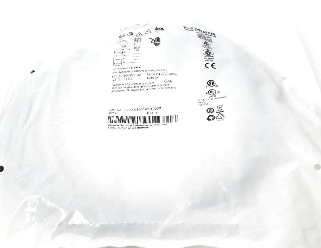 Produktfoto 1 von Murr Elektronik M8 Bu. 0° A-kod. Kabel 5m | 7000-08061-6510500