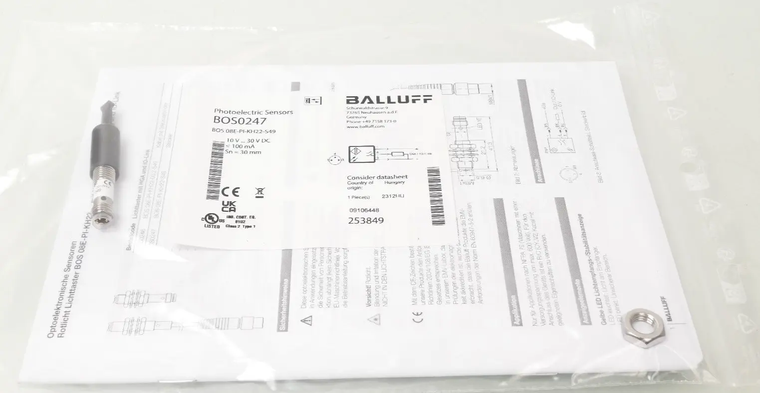 Produktfoto 1 von Balluff Lichttaster BOS 08E-PI-KH22-S49 | BOS0247