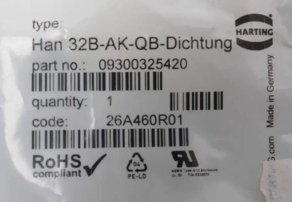 Produktfoto 1 von Harting Abdeckkappe Han 32B-AK-QB-Dichtung | 09300325420