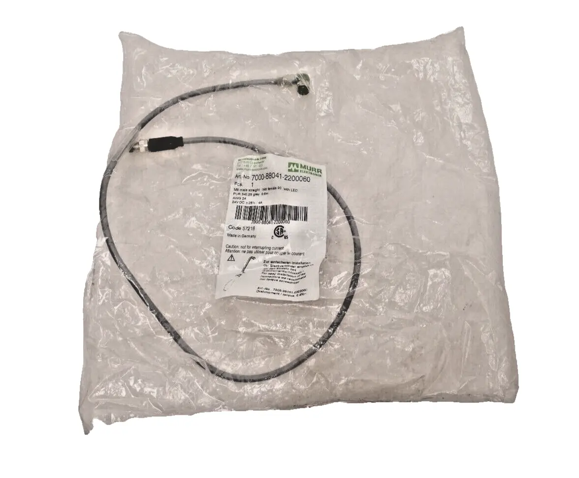 Produktfoto 1 von Murr Elektronik EOL-M8 St. 0° / M8 Bu. 90° A-kod. LED 0,6m | 7000-88041-2200060