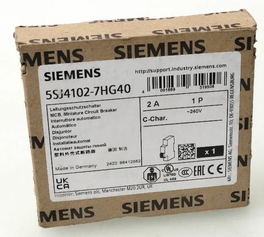 Produktfoto 1 von Siemens MCB Leitungsschutzschalter 5SJ4 102-7HG40 | 2A | 5SJ4102-7HG40