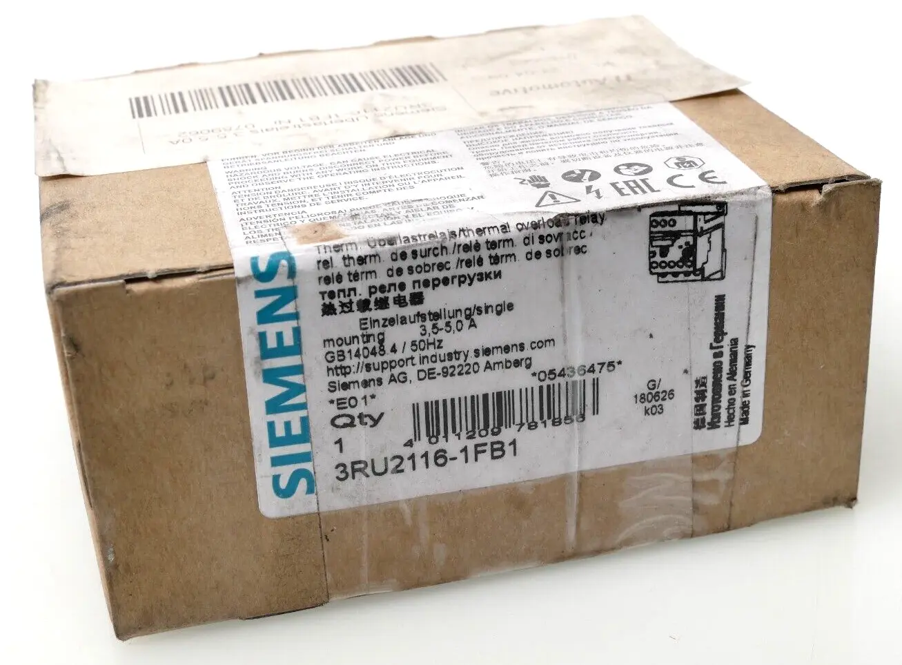 Produktfoto 1 von Siemens SIRIUS Therm. Überlastrelais 3RU2 116-1FB1 | E:01 | 3RU2116-1FB1