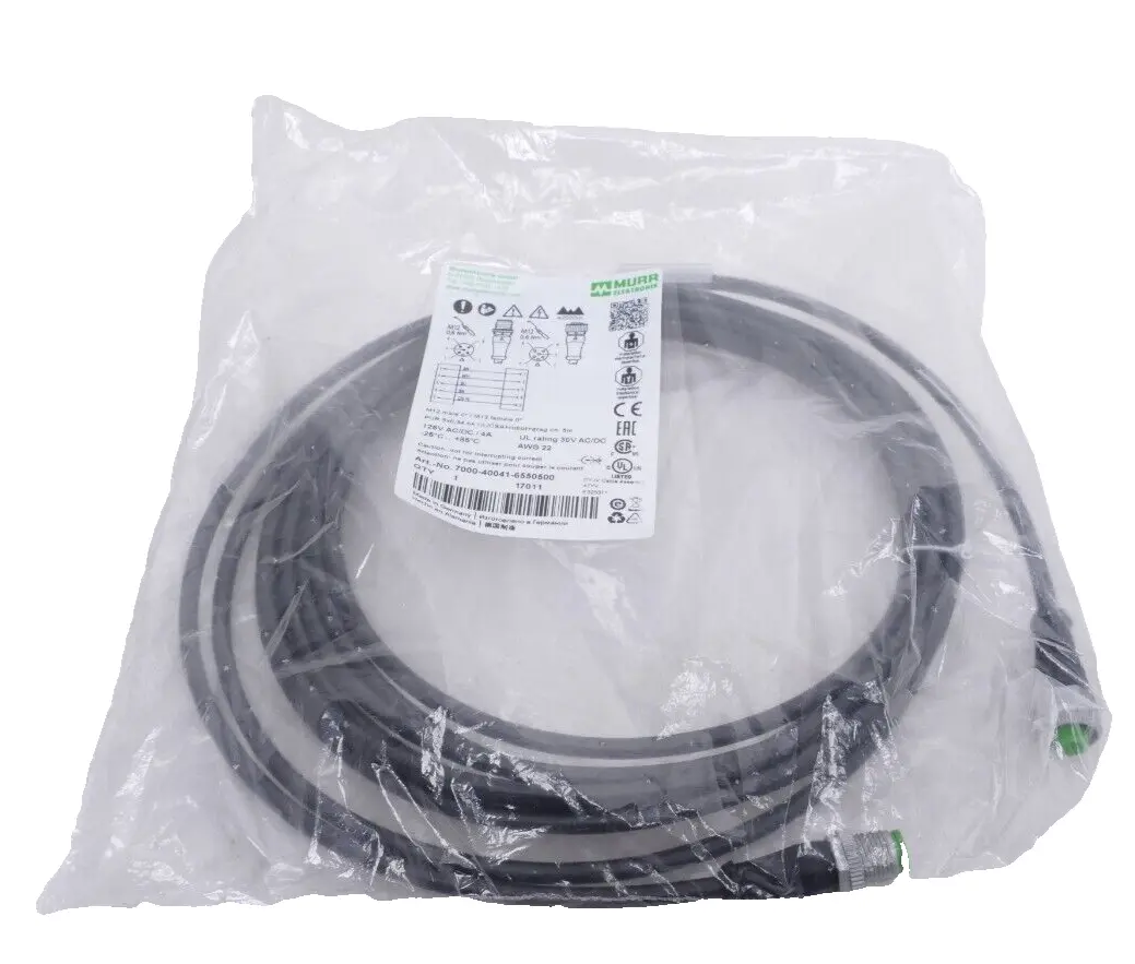 Produktfoto 1 von Murr Elektronik M12 St. 0° / M12 Bu. 0° A-kod. Kabel 5m | 7000-40041-6550500