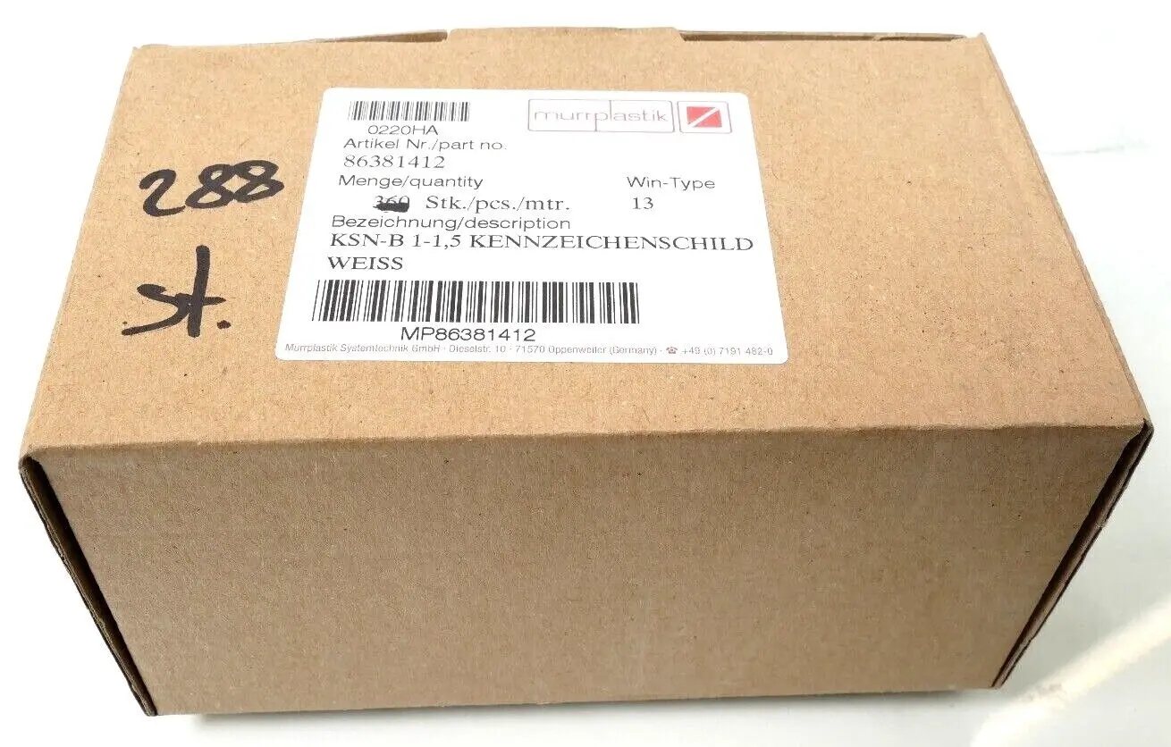 Produktfoto 1 von 288x Murrplastik 86381412 Kennzeichenschild weiss KSN-B 1-1,5