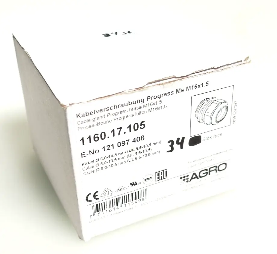 Produktfoto 1 von 34x Agro 1160.17.105 Kabelverschraubung Progress Ms M16x1,5 E-No 121 097 408