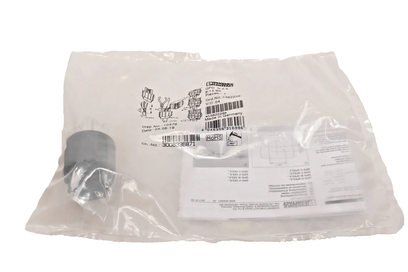 Produktfoto 1 von 2x Phoenix Contact Mutter 15 82 22 9 | QPD N 2,5 9-14 BK | 1582229