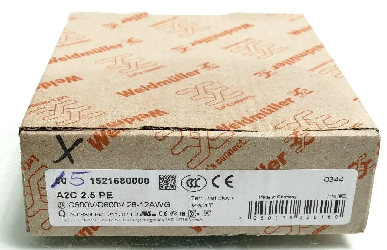 Produktfoto 1 von 5x Weidmüller Reihenklemme A2C 2.5 PE | 1521680000