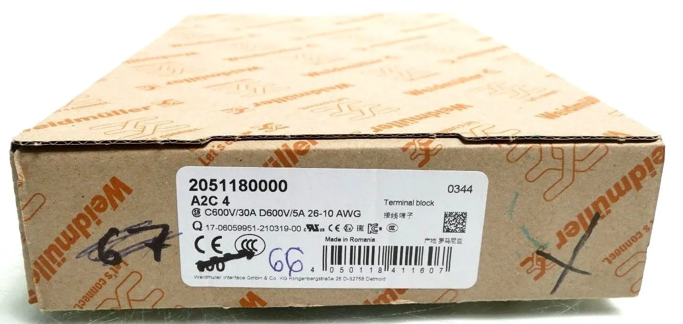 Produktfoto 1 von 66x Weidmüller Durchgangsklemme A2C 4 | 2051180000