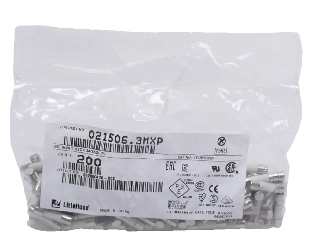 Produktfoto 1 von 200x Littelfuse 021506.3MXP Keramik Schmelzsicherung | 6,3A 250V