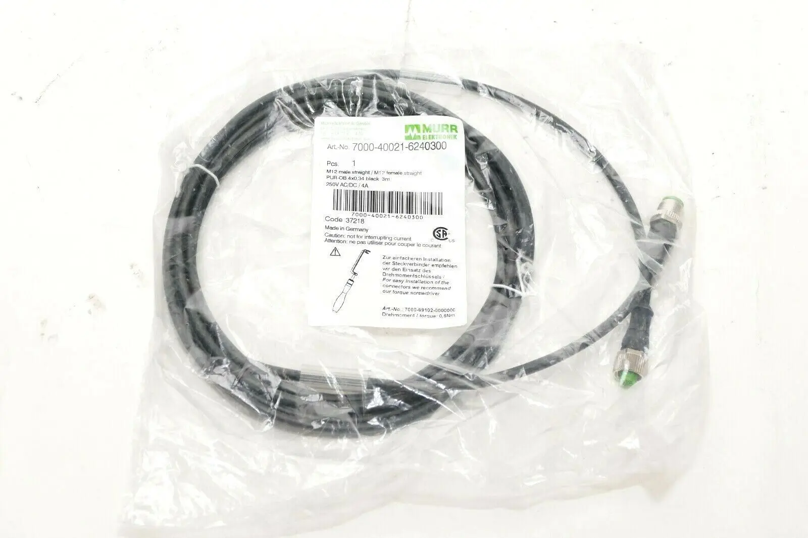 Murr Elektronik M12 St. 0° / M12 Bu. Verbindungskabel 3m | 7000-40021-6240300