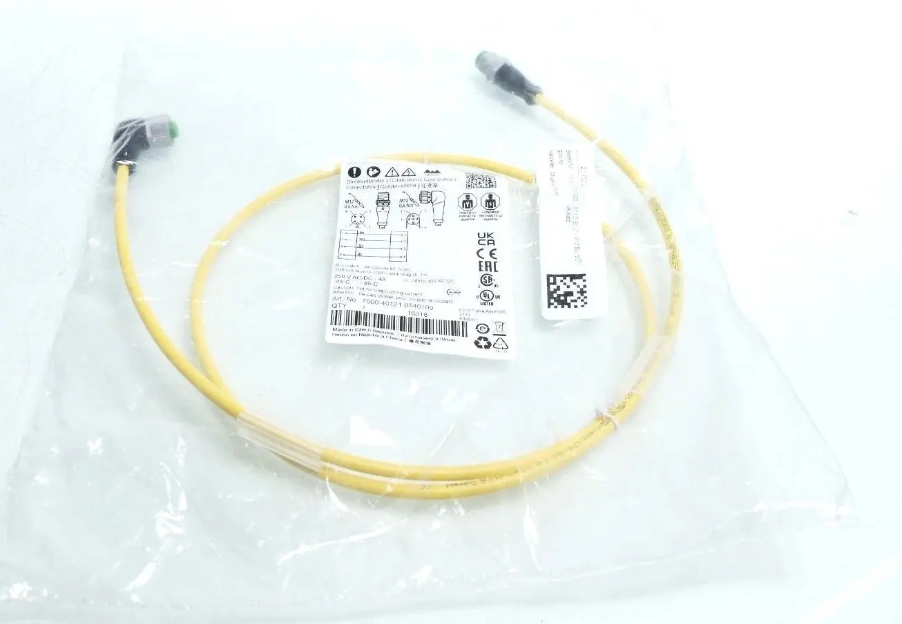 Produktfoto 1 von Murr Elektronik M12 St. 0° / M12 Bu. 90° A-kod. Kabel 1m | 7000-40121-0540100