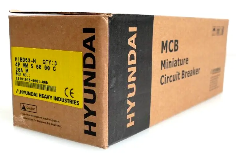 Produktfoto 1 von 3x Hyundai HiBD63-N Miniature Circuit Breaker 4P MM S 00 00 C | 20A M