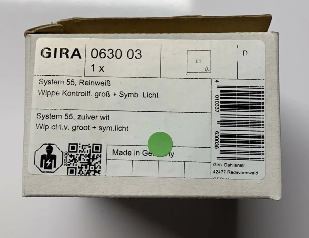 Produktfoto 1 von Gira 063003 Wippe mit Symbol Licht System 55 reinweiss glänzend NEU