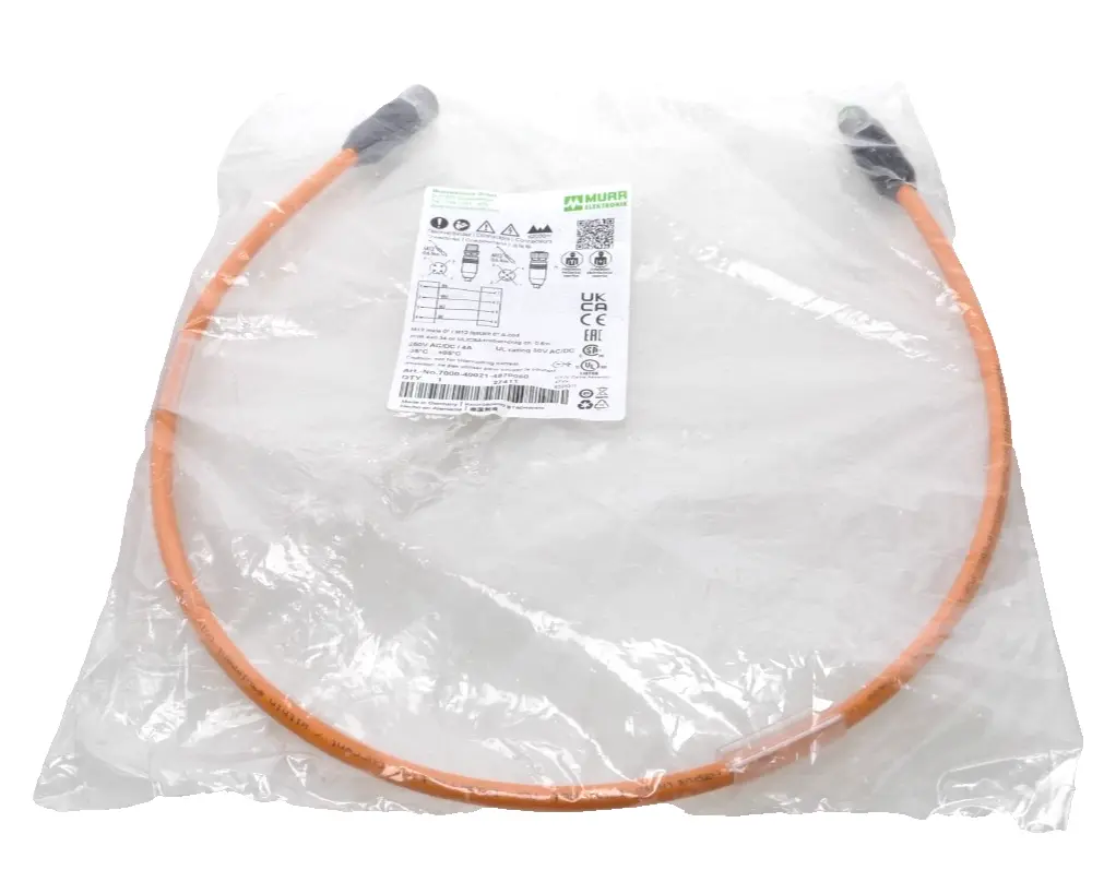 Produktfoto 1 von Murr Elektronik M12 St. 0° / M12 Bu. 0° A-kod. Kabel 0.6m | 7000-40021-4870060