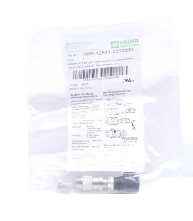 Produktfoto 1 von 2x Murr Elektronik M12 St. 90° A-kod. Schneidklemme | 7000-12541-0000000