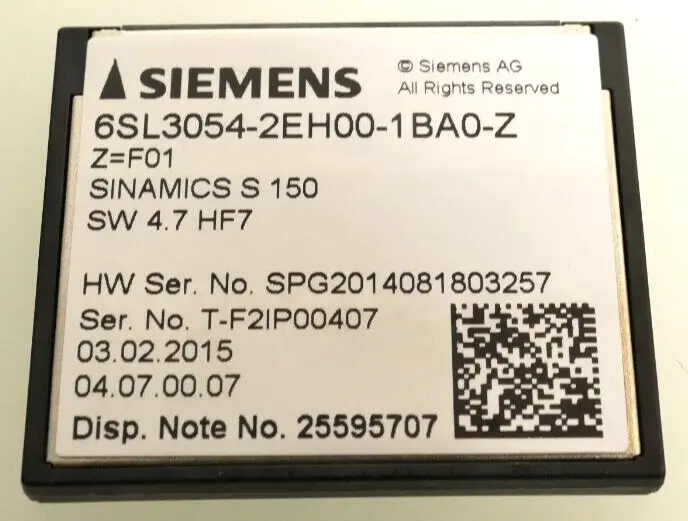 Produktfoto 1 von Siemens SINAMICS S150 CompactFlash Card | Z= F01 SW: 4.7 | 6SL3054-2EH00-1BA0-Z