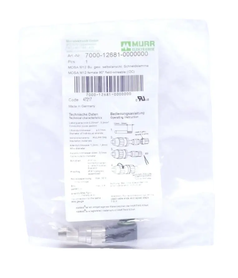 Produktfoto 1 von 2x Murr Elektronik MOSA M12 Steckverbinder | 7000-12681-0000000