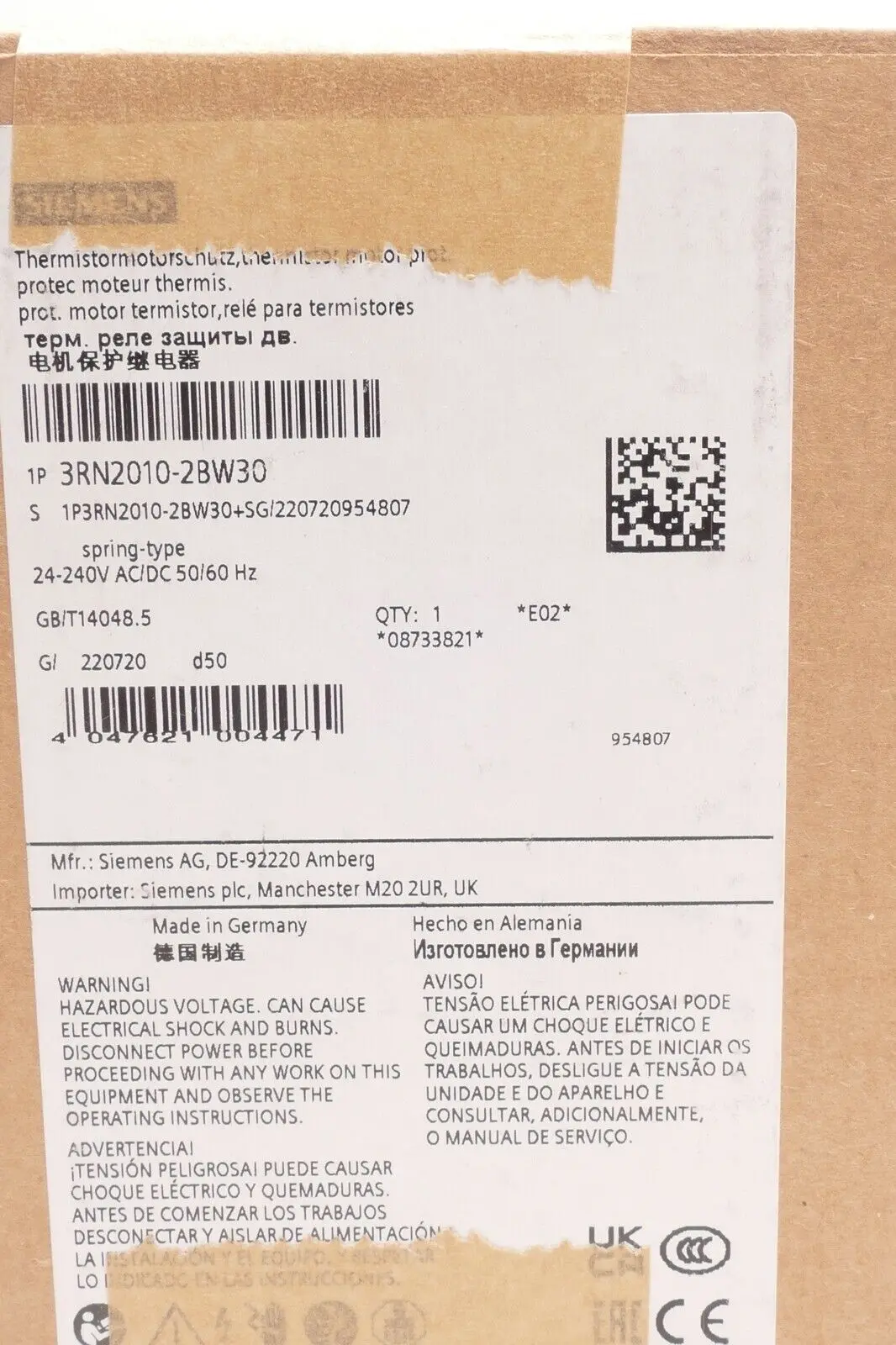 Produktfoto 1 von Siemens SIRIUS Thermistormotorschutz 3RN2 010-2BW30 | E:02 | 3RN2010-2BW30