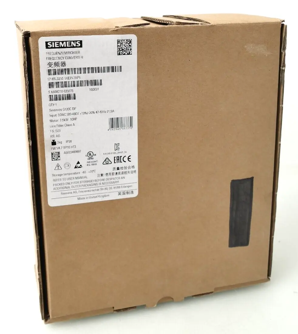 Produktfoto 1 von Siemens Sinamics G120C DP Frequenzumrichter | FS:B03 RS:AB | 6SL3210-1KE21-7AP1