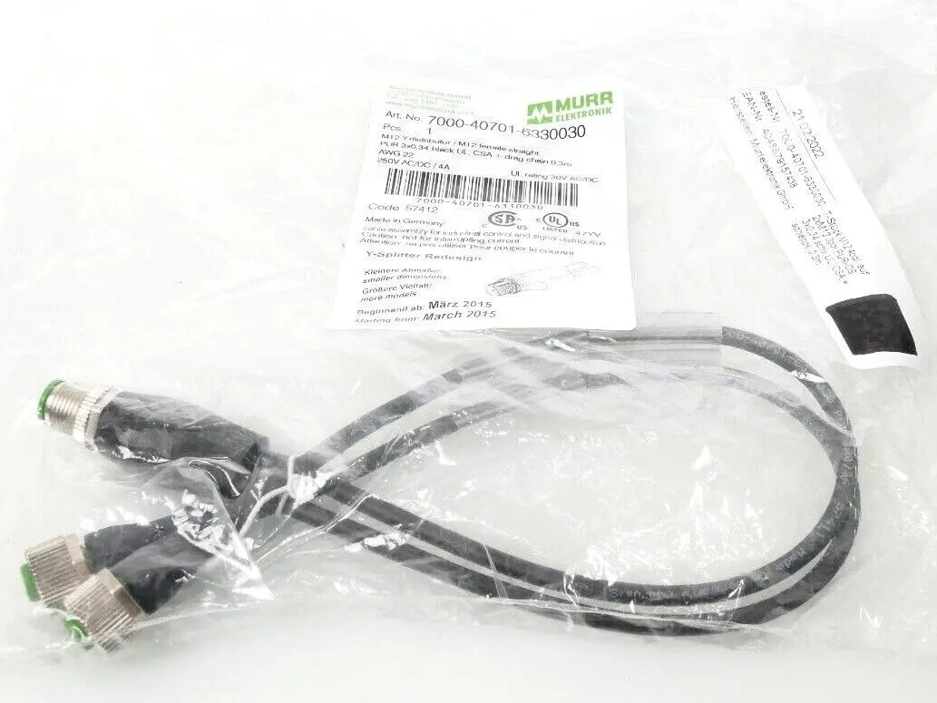 Produktfoto 1 von Murr Elektronik Y-Verteiler M12 St. / M12 Bu. 0° | 7000-40701-6330030
