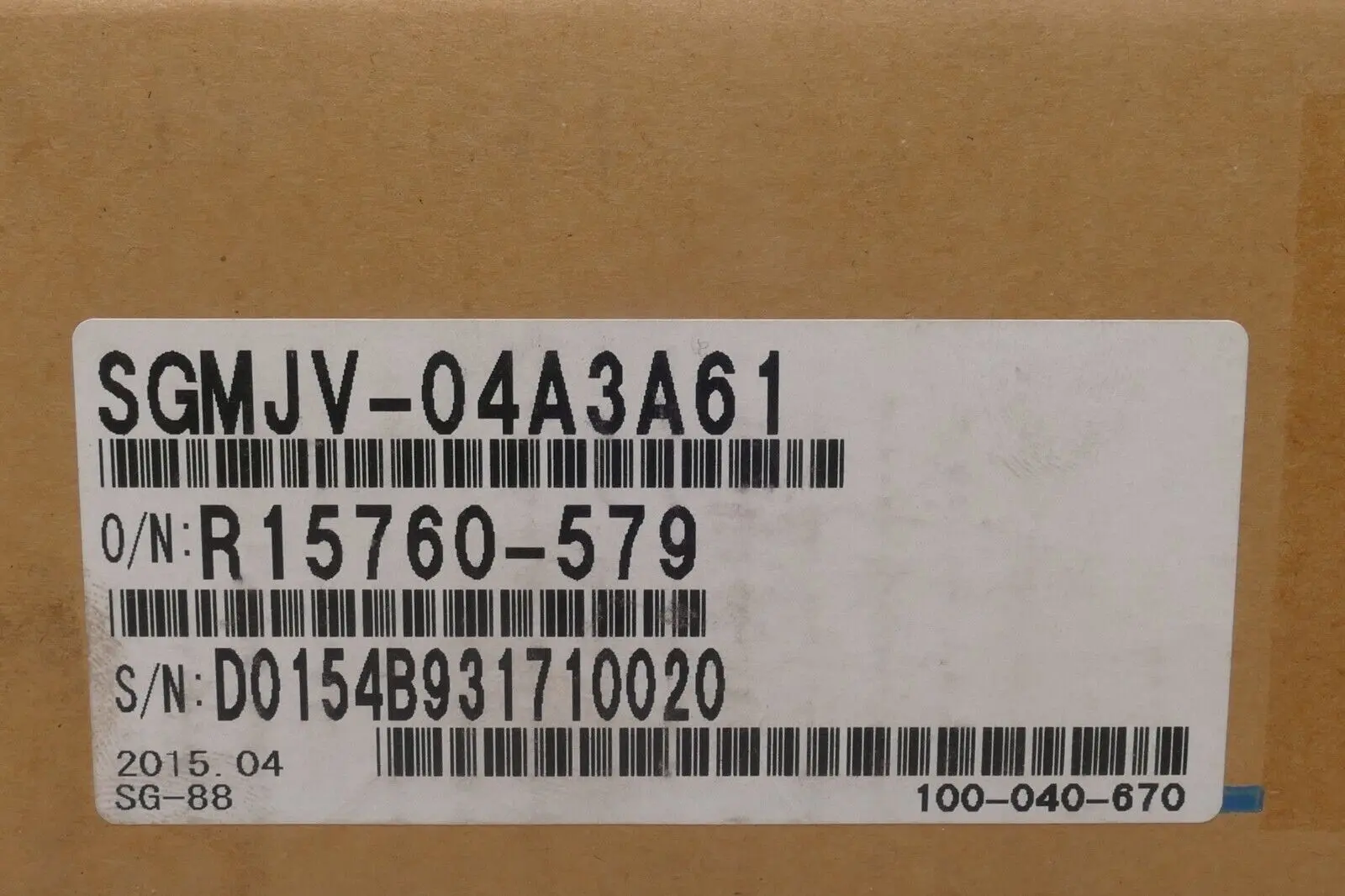 Produktfoto 1 von Yaskawa Electric AC Servo Motor R15760-579-20 | SGMJV-04A3A61