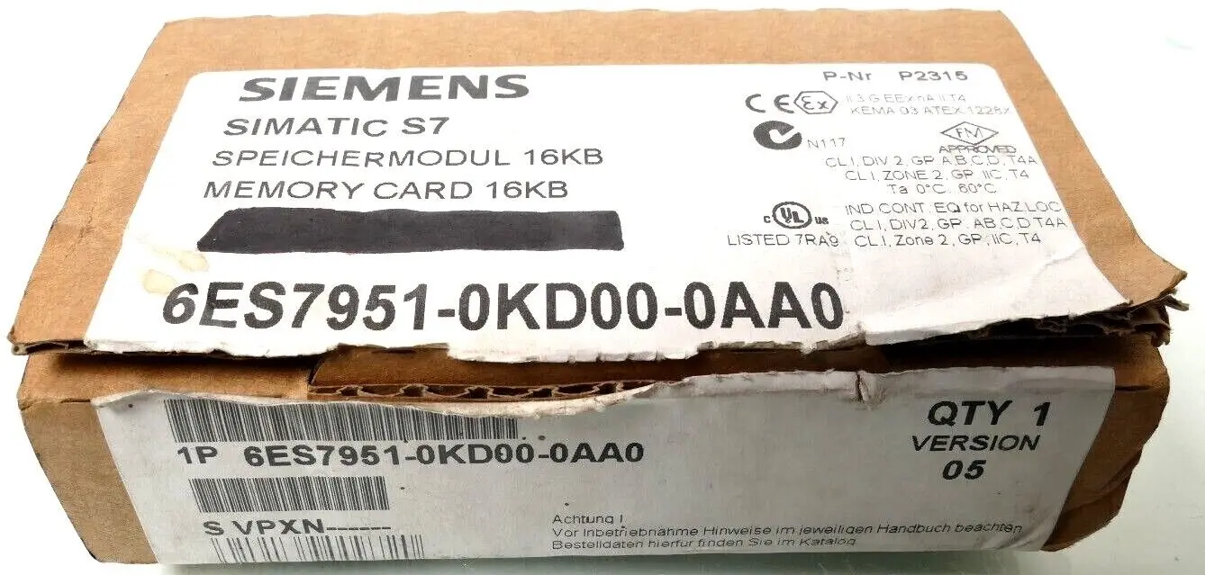 Produktfoto 1 von Siemens Speichermodul 16KB | 6ES7 951-0KD00-0AA0 | E:05 | 6ES7951-0KD00-0AA0