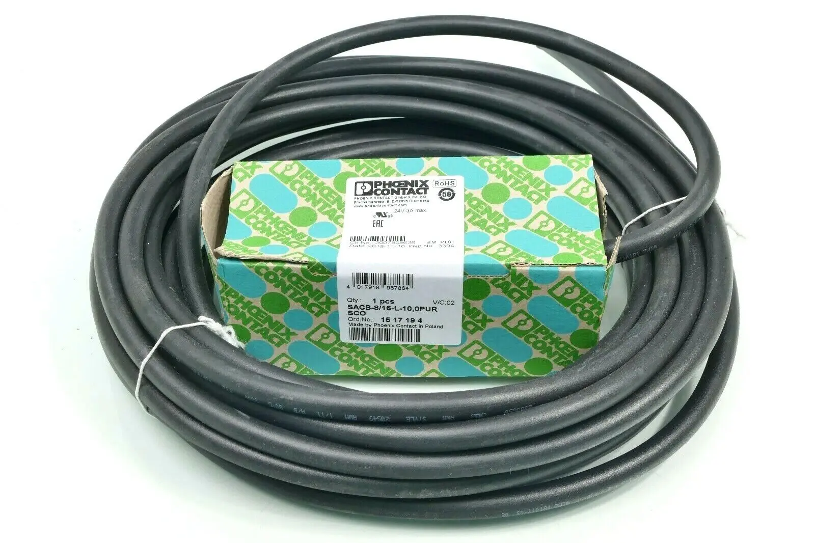 Produktfoto 1 von Phoenix Contact Sensor-/Aktor-Box 15 17 19 4 | SACB-8/16-L-10,0PUR SCO | 1517194